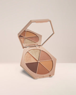 EM Cosmetics Divine Skies Eyeshadow Palette in Da Vinci, a 6-pan palette of warm, sultry neutral eyeshadows.