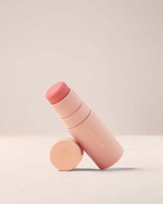 EM Cosmetics So Soft Blush stick in Lychee, a melon pink cream blush that gives a fresh, dewy pop of color.