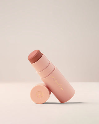 EM Cosmetics So Soft Blush stick in Pearl Tea, a warm nude for a subtle, natural flush of color on the cheeks.