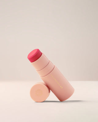EM Cosmetics So Soft Blush stick in Strawberry, a bright pink-red for a vibrant, youthful, dewy flush of cheek color.