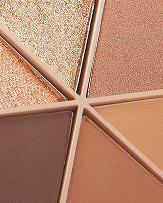 Arm swatches of EM Cosmetics Divine Skies Eyeshadow Palette in Da Vinci, showing the pigmented warm neutral shades.