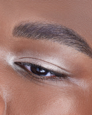 Male model wearing EM Cosmetics Cosmic Pearl Eyeshadow in Moonrise, enhancing the eyes with a champagne glow.