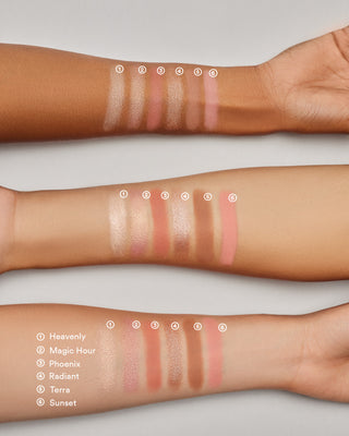 EM Cosmetics Divine Skies Eyeshadow Palette in Magic Hour styled with props.