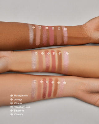 EM Cosmetics Divine Skies Eyeshadow Palette in Venetian Rose, shown in its box packaging.