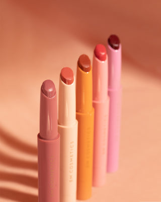 Group shot of EM Cosmetics Lip Cushion Tinted Lip Luminizer collection lineup.